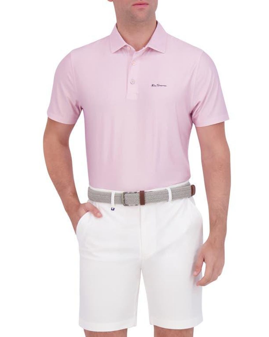 Ben Sherman Pink Collage Solid Stretch Tech Polo for men