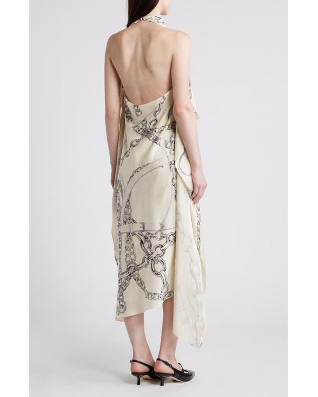 COS Chain Print Satin Dress in White | Lyst