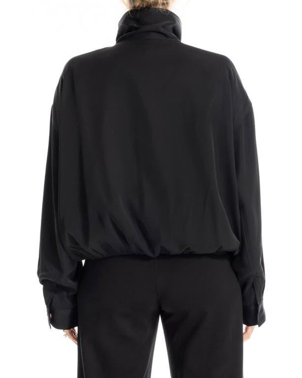 Max Studio Black Bubble Hem Bomber Jacket