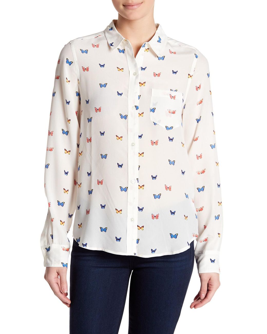 Rails Kate Silk Butterfly Print Shirt 