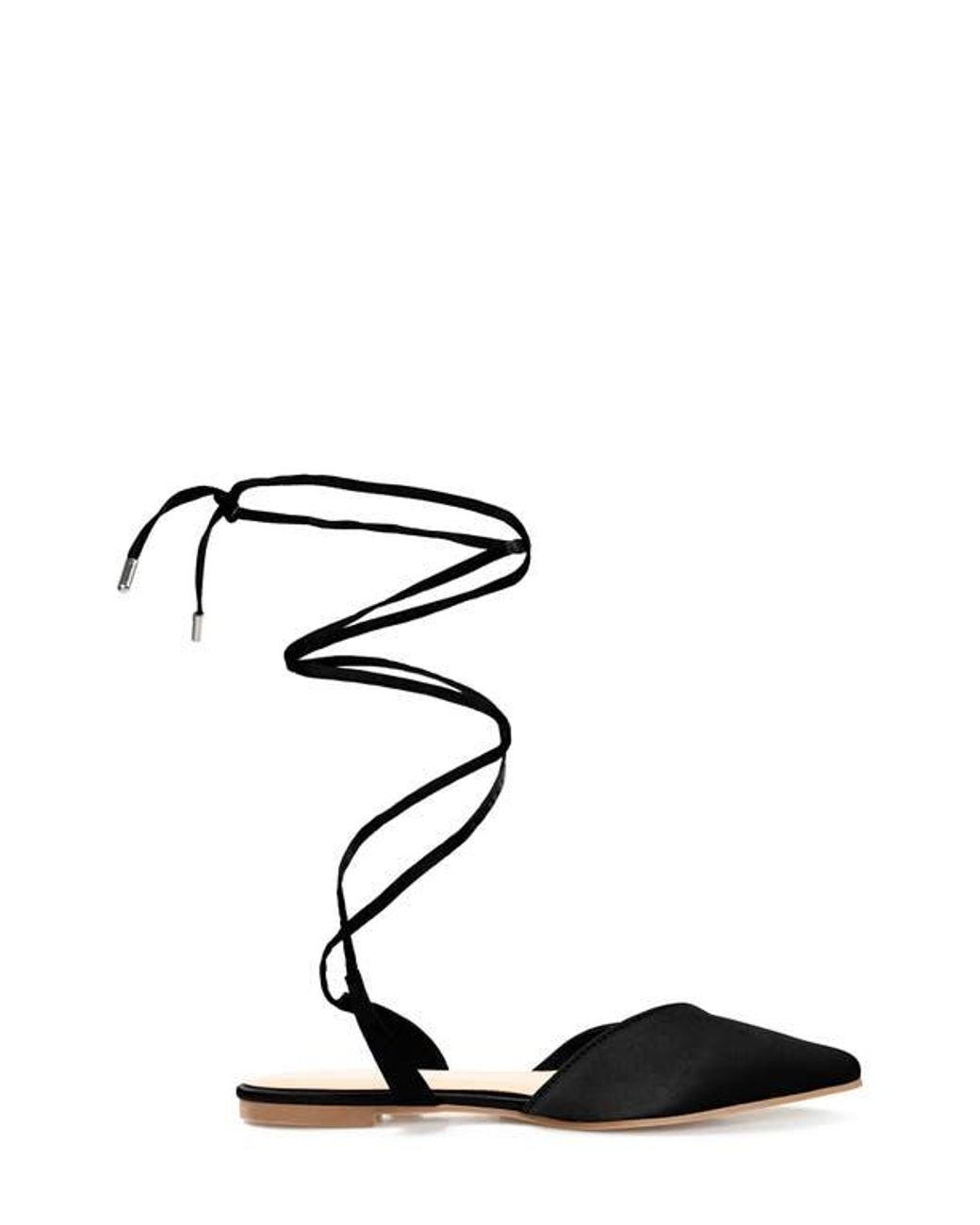 Journee Collection Black Lace-Up Pointed-Toe Flat