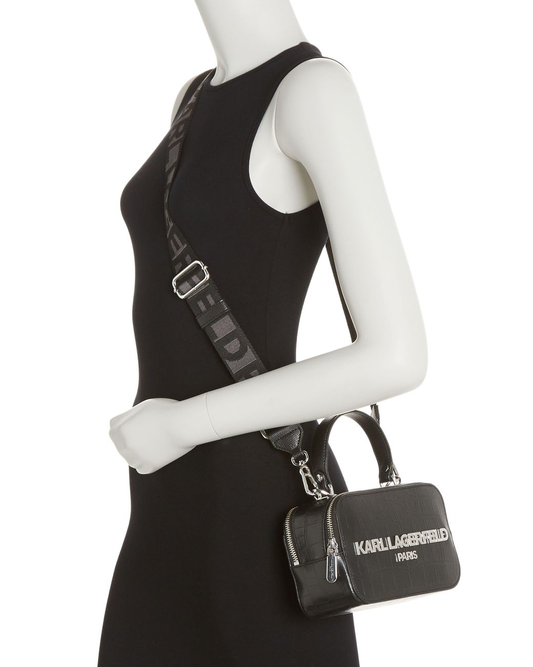 Karl Lagerfeld Simone Camera Crossbody Bag In Black/silver At Nordstrom