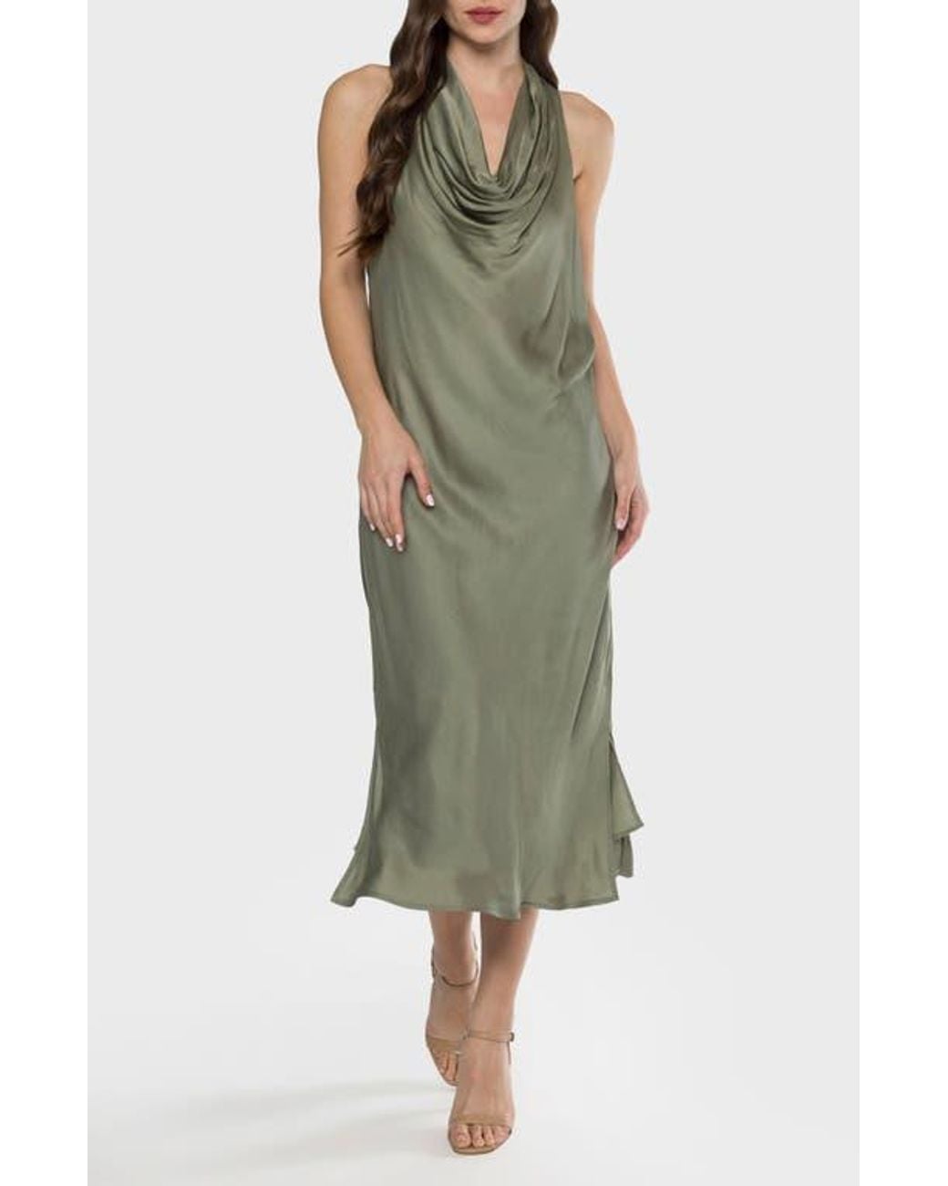 slim fit dress slacks Blaise Emerald Cowl Neck Midi Dress – Girl In Mind