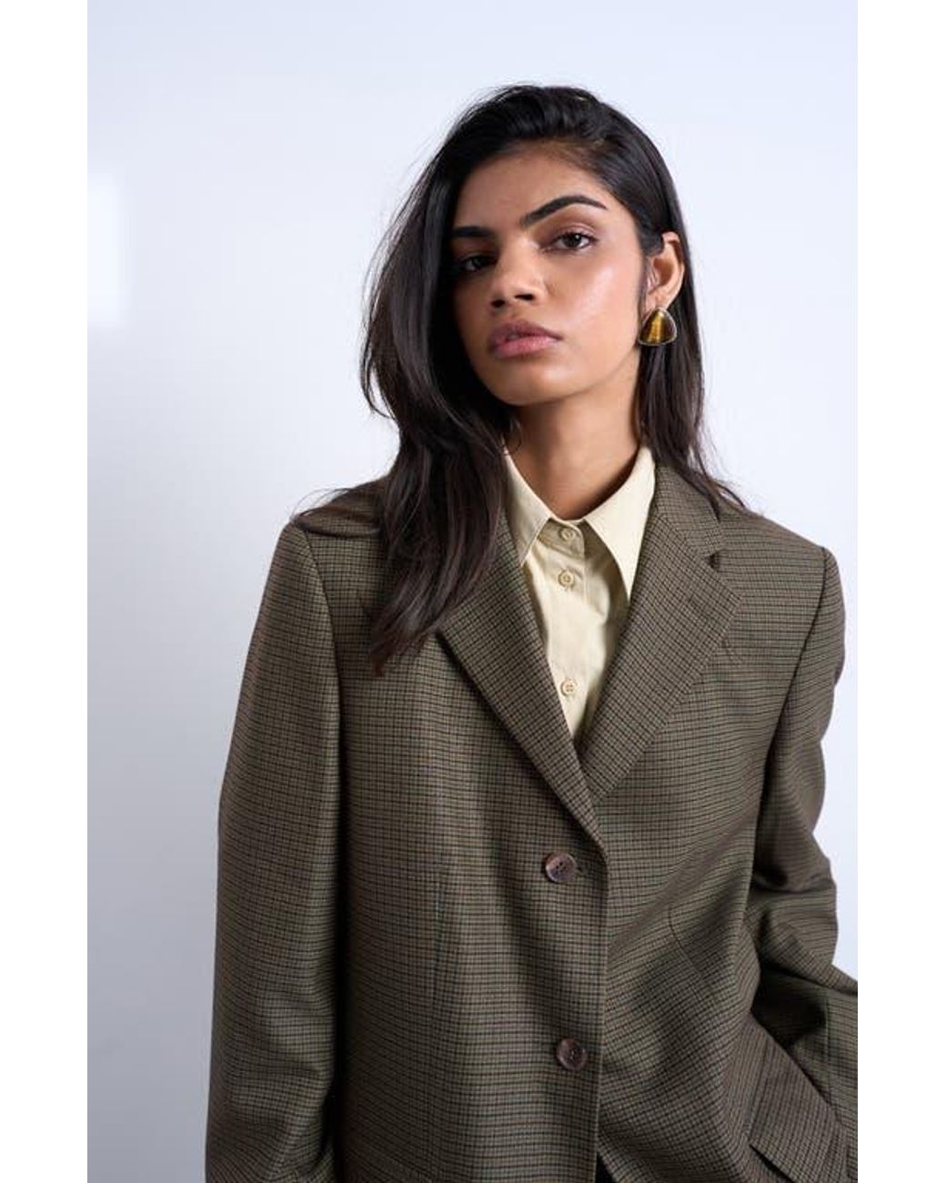 TOPSHOP Brown Oversize Houndstooth Blazer
