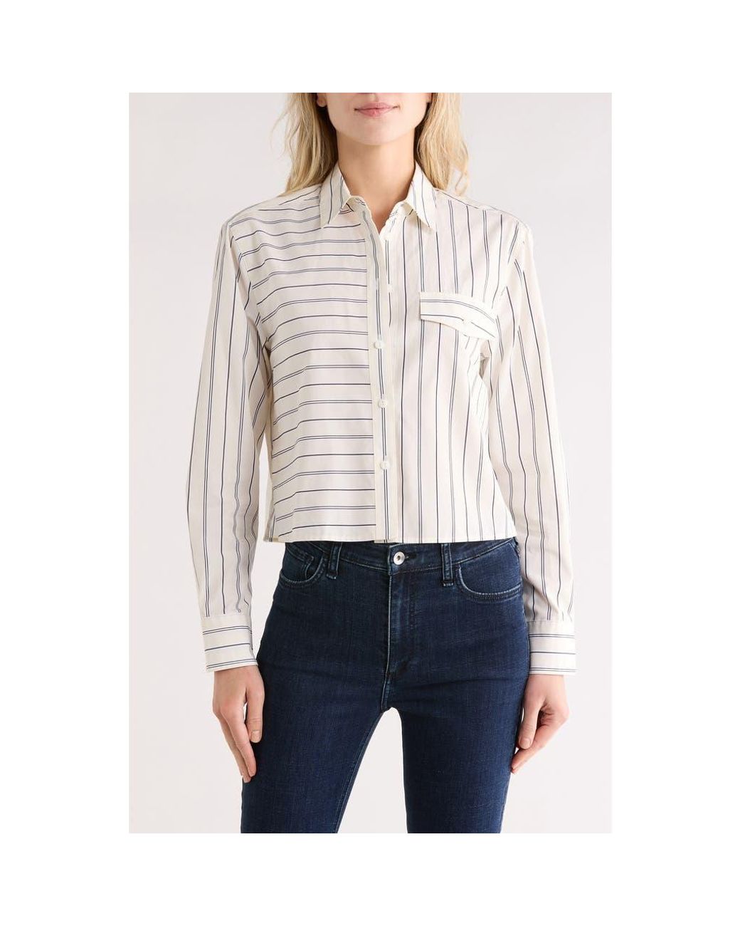 Rag & Bone White Mina Multistripe Button-Up Shirt