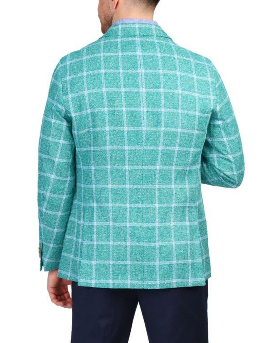 Tailorbyrd Blue Textured Yarn Dye Windowpane Sport Coat for men