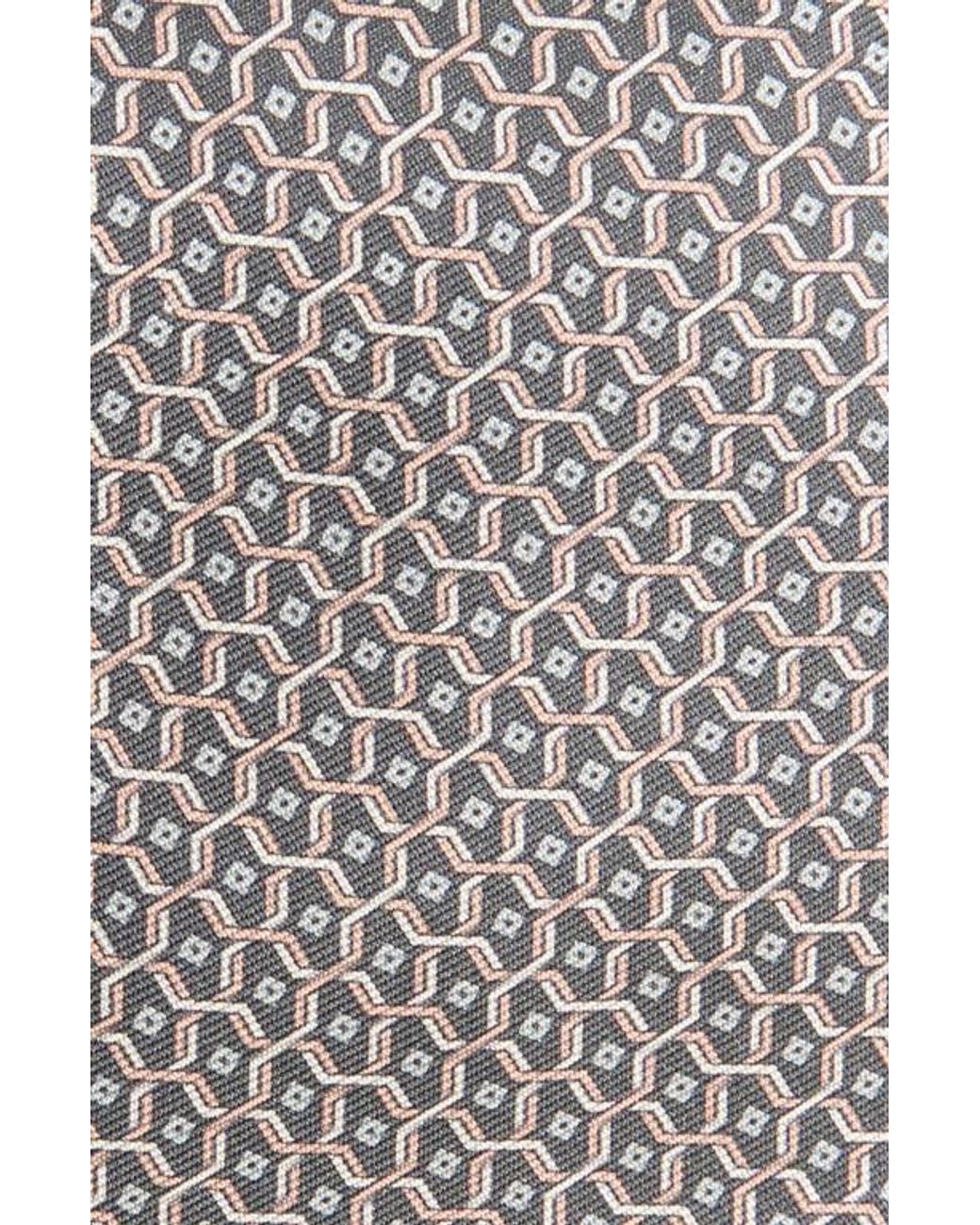 Canali Gray Geometric Silk Tie for men