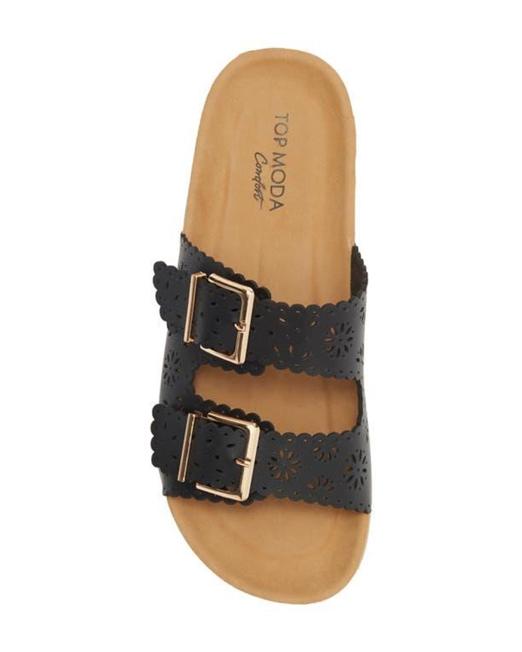 Top Moda Black Cory Slide Sandal