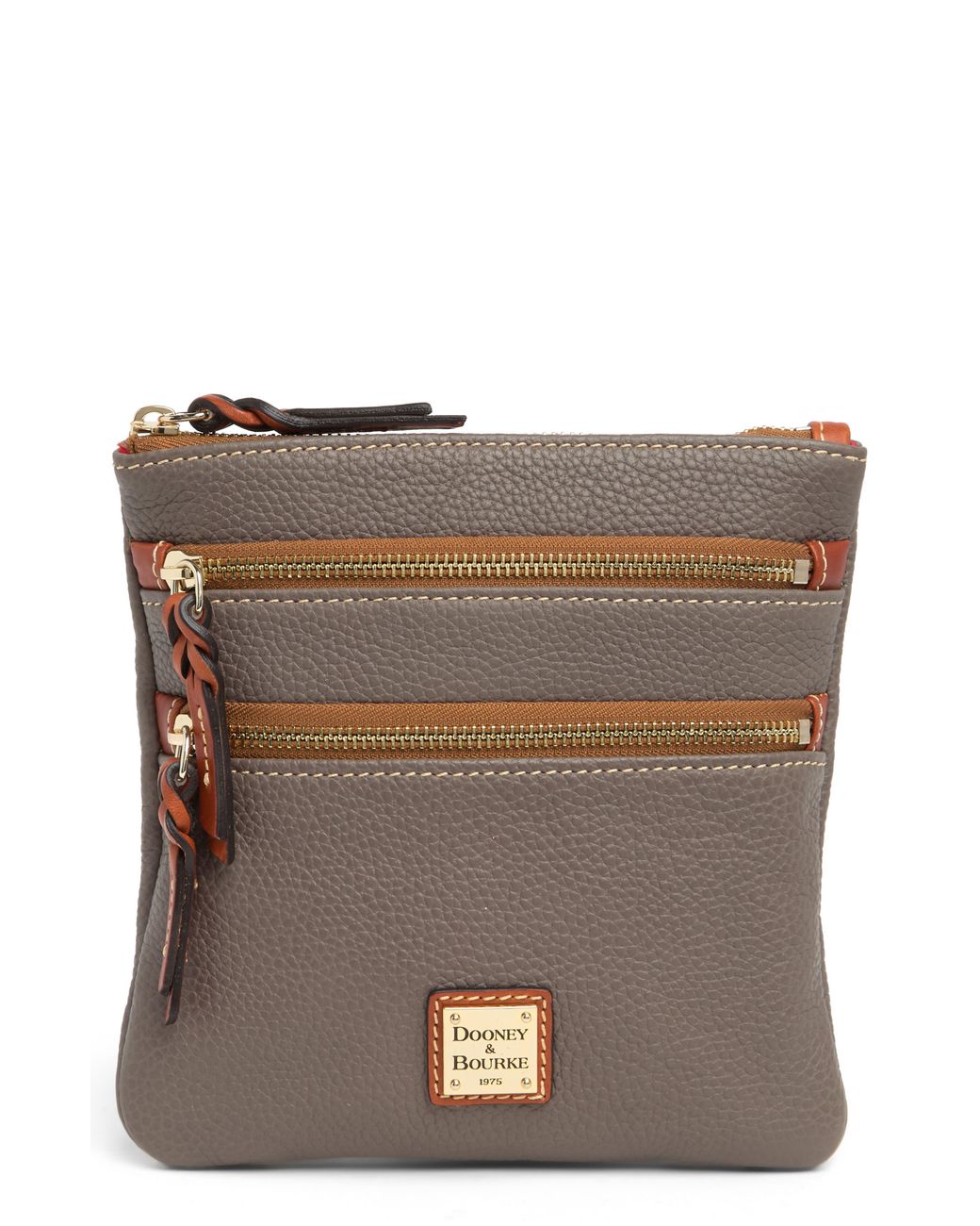 Dooney & Bourke Triple Zip Pebbled Leather Crossbody Bag in Brown for Men Lyst