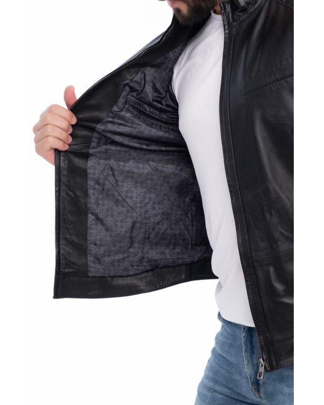 VELLAPAIS Black Lanier Leather Jacket for men