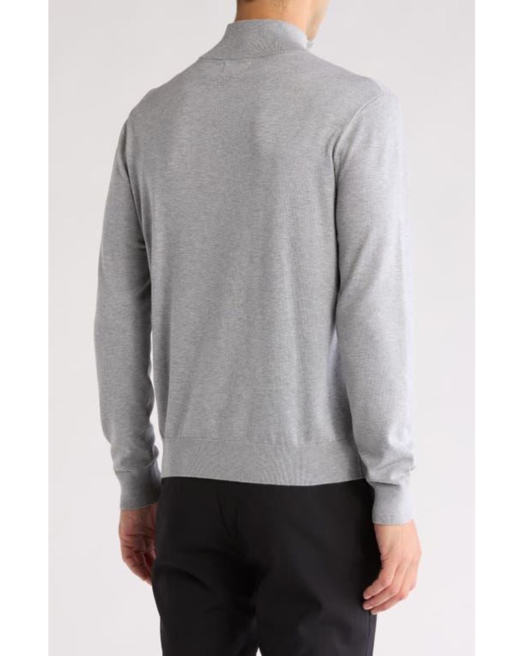 Tom Baine Gray Solid Quarter Zip Pullover for men