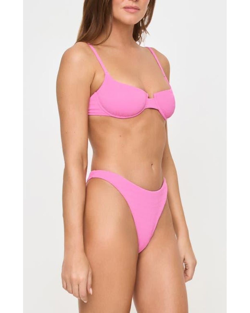 LSPACE Pink Belle Underwire Pucker Textured Bikini Top