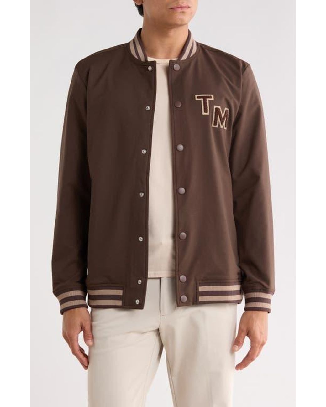 Travis Mathew Brown Touch Down Varsity Jacket for men