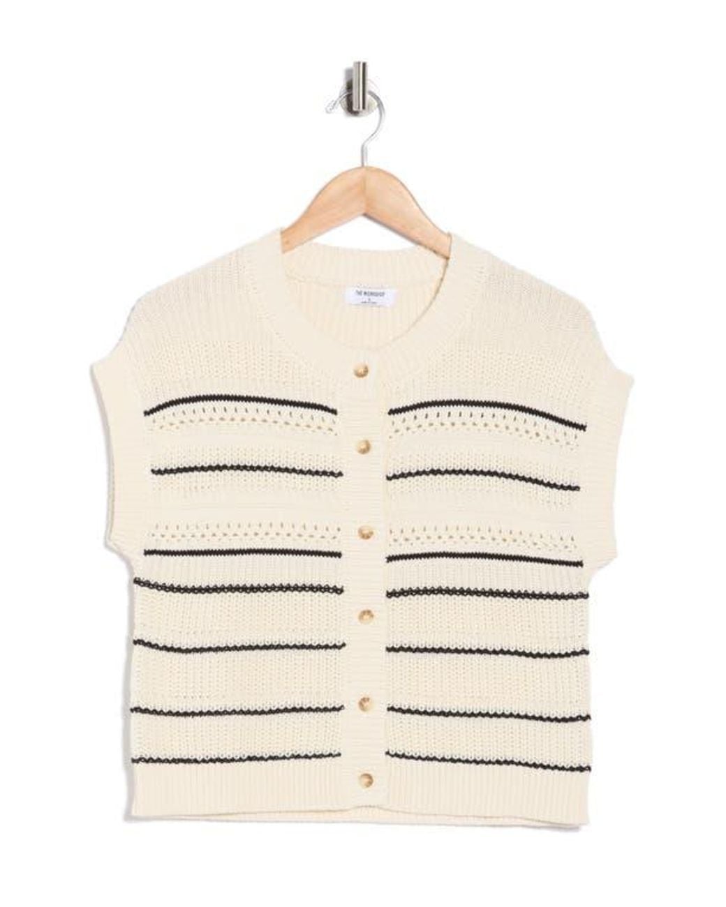 Blu Pepper Natural Stripe Knit Button Front Top
