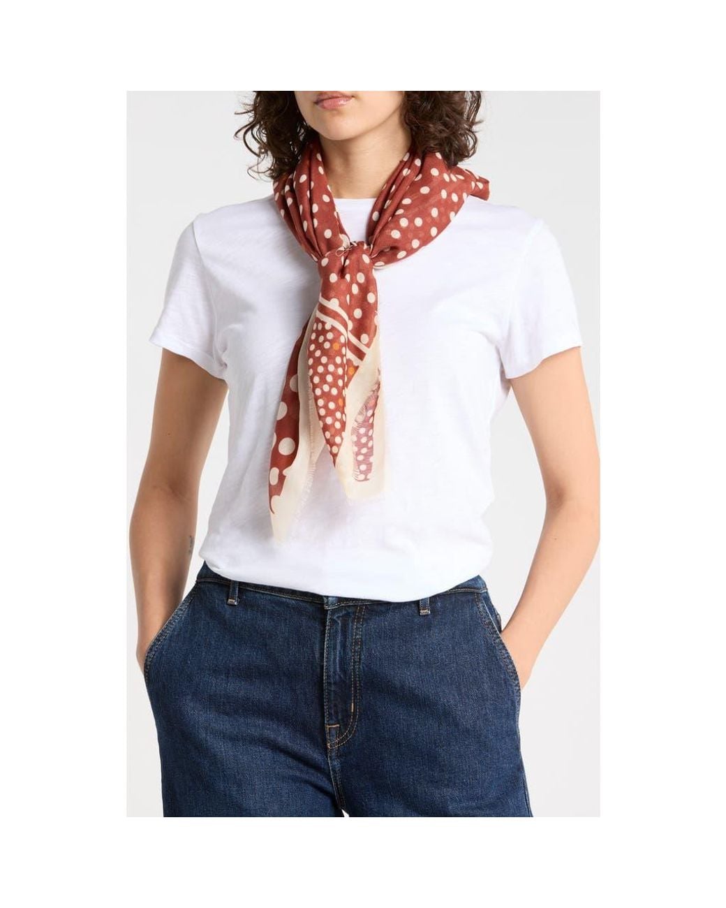BCBGeneration White Polka Dot Scarf
