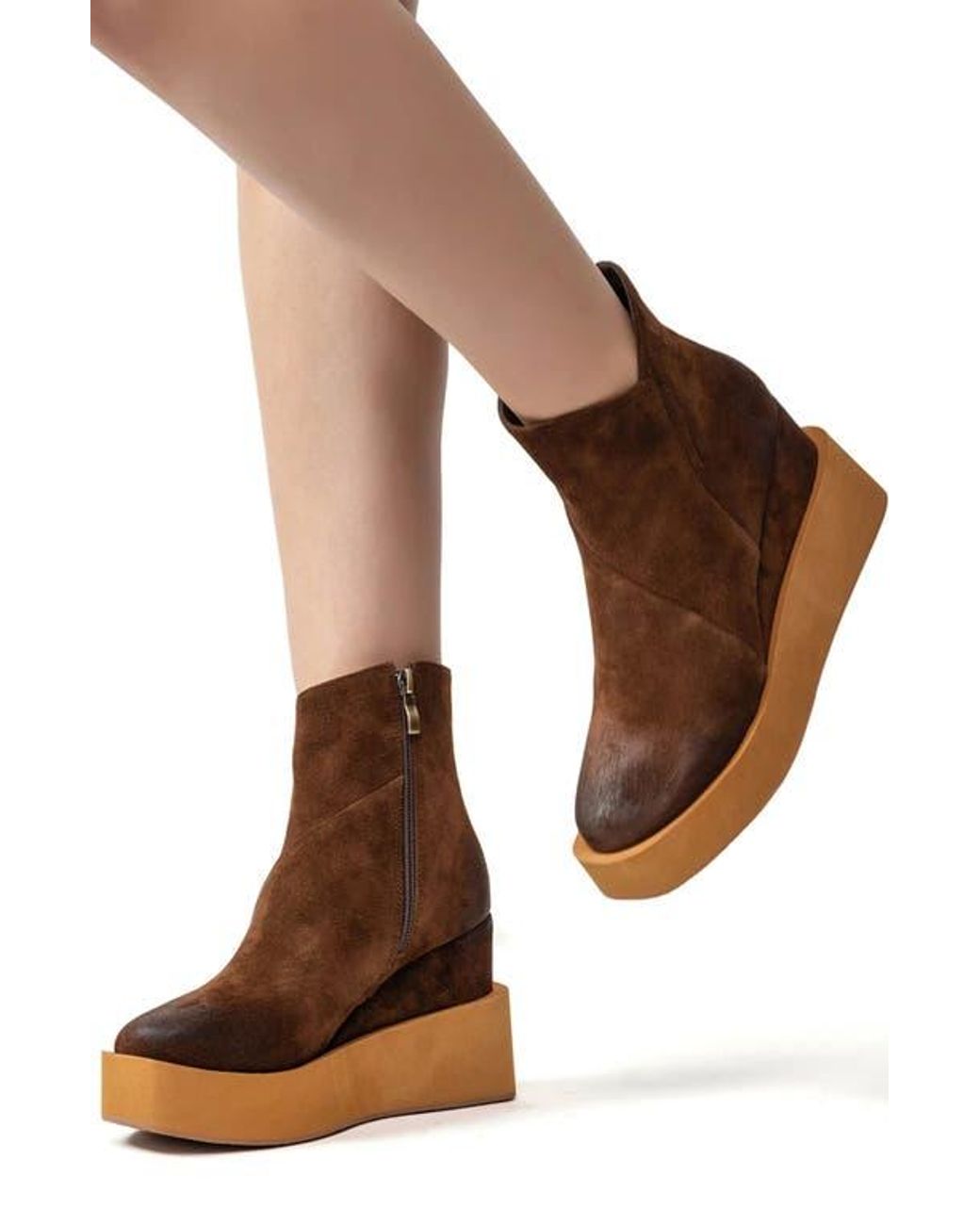 Antelope Black Suede Platform Wedge Boot