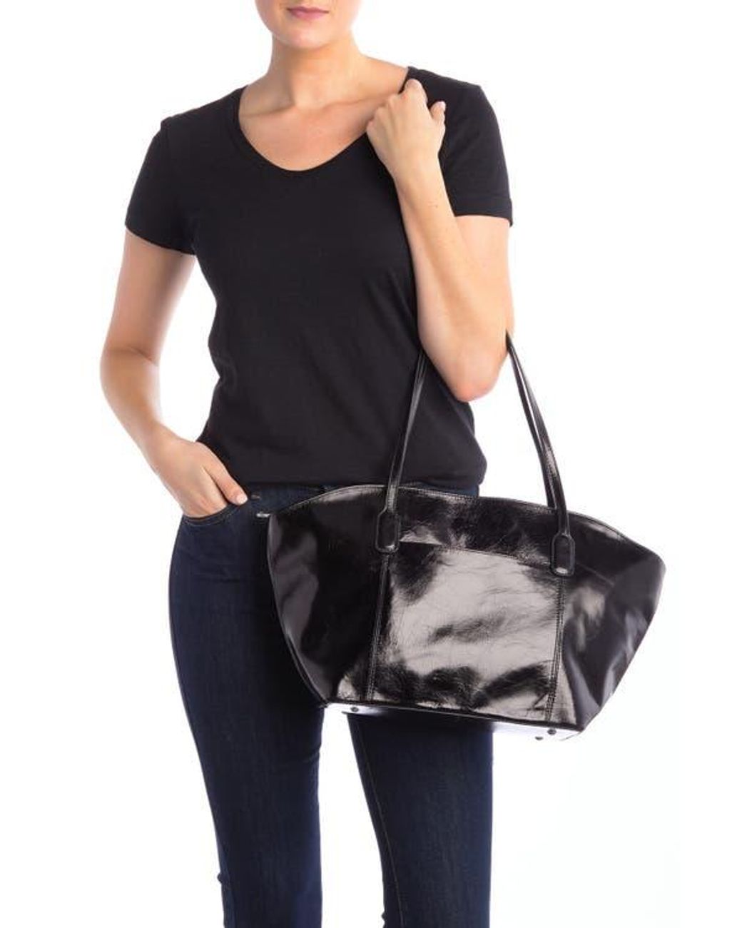 Hobo International Patti Leather Tote in Black Lyst