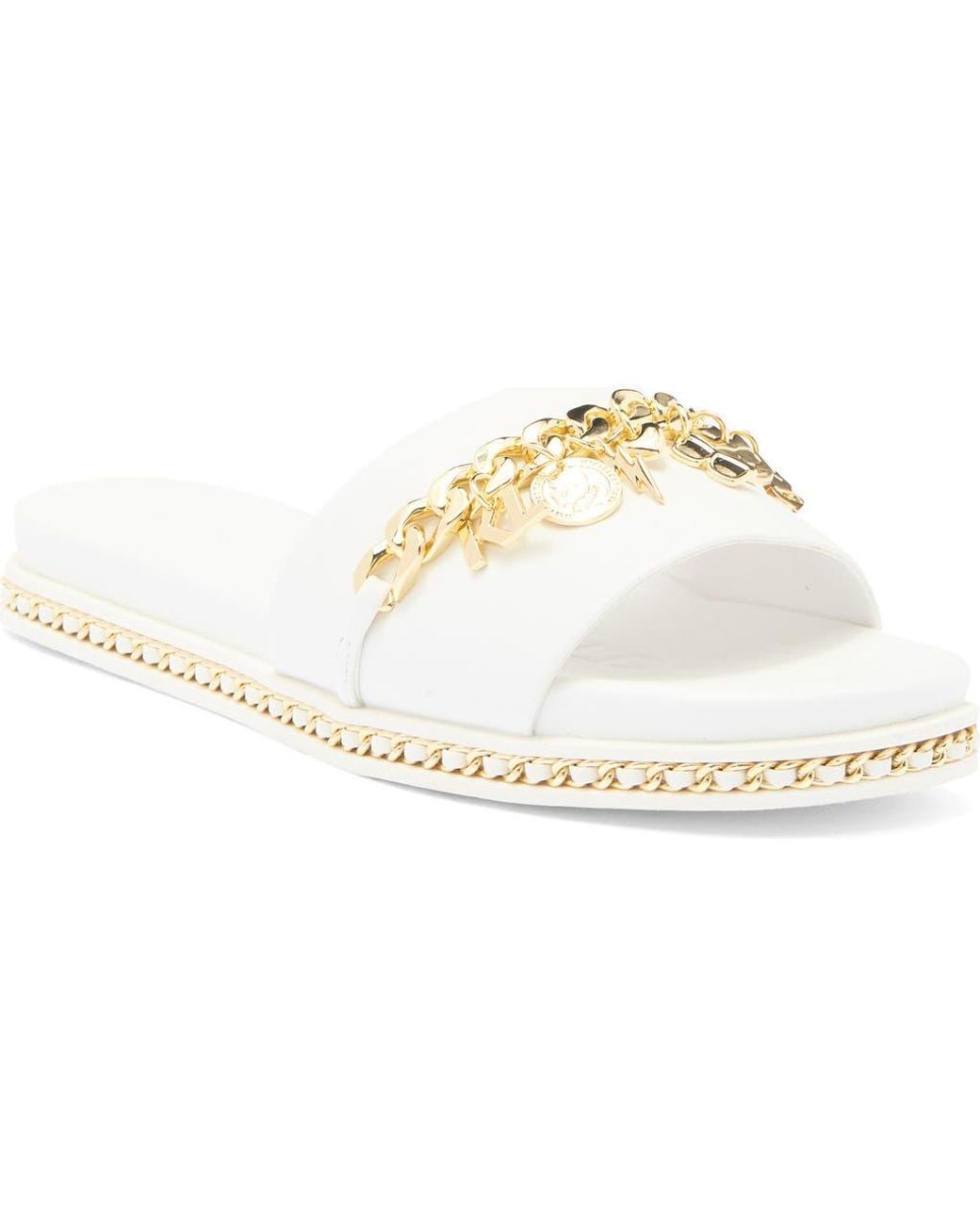 Women Karl Lagerfeld Metallic Gold Platform Slides display picture 1