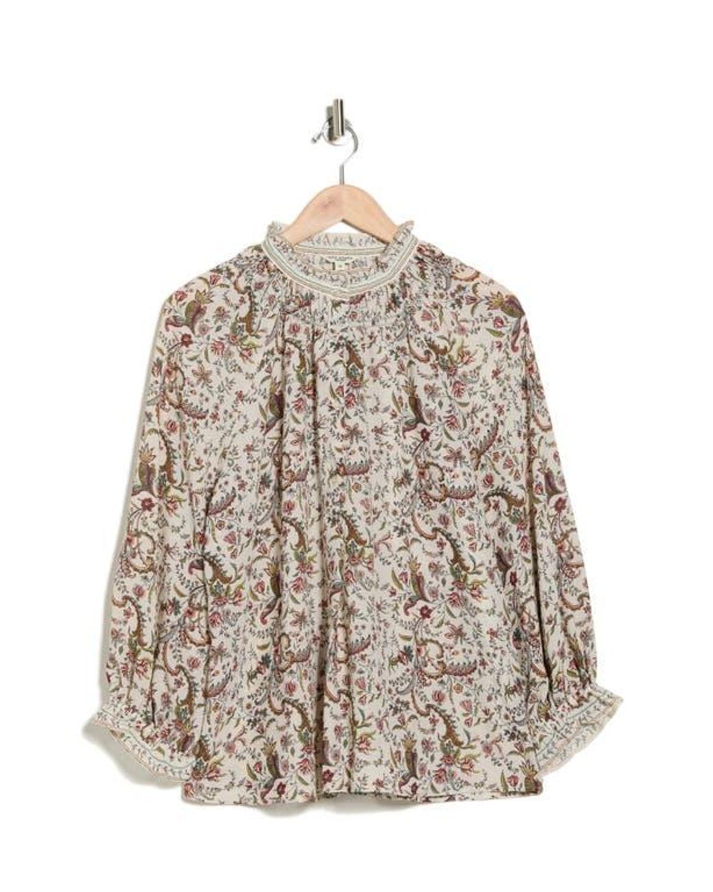 Max Studio Natural Ruffle Top