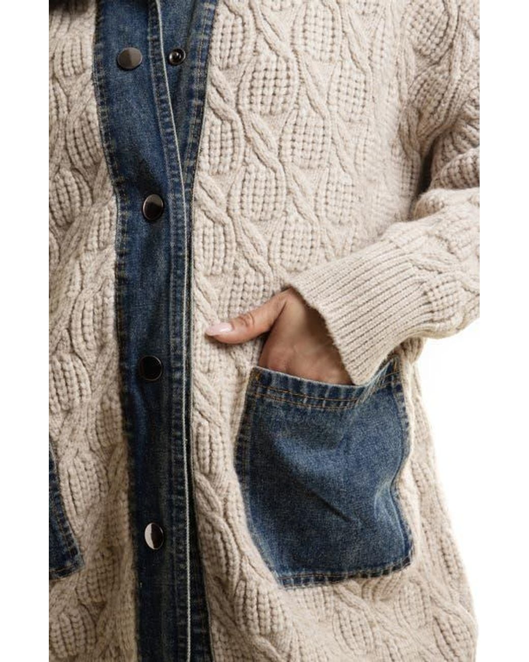 Saachi Gray Mixed Media Longline Jacket