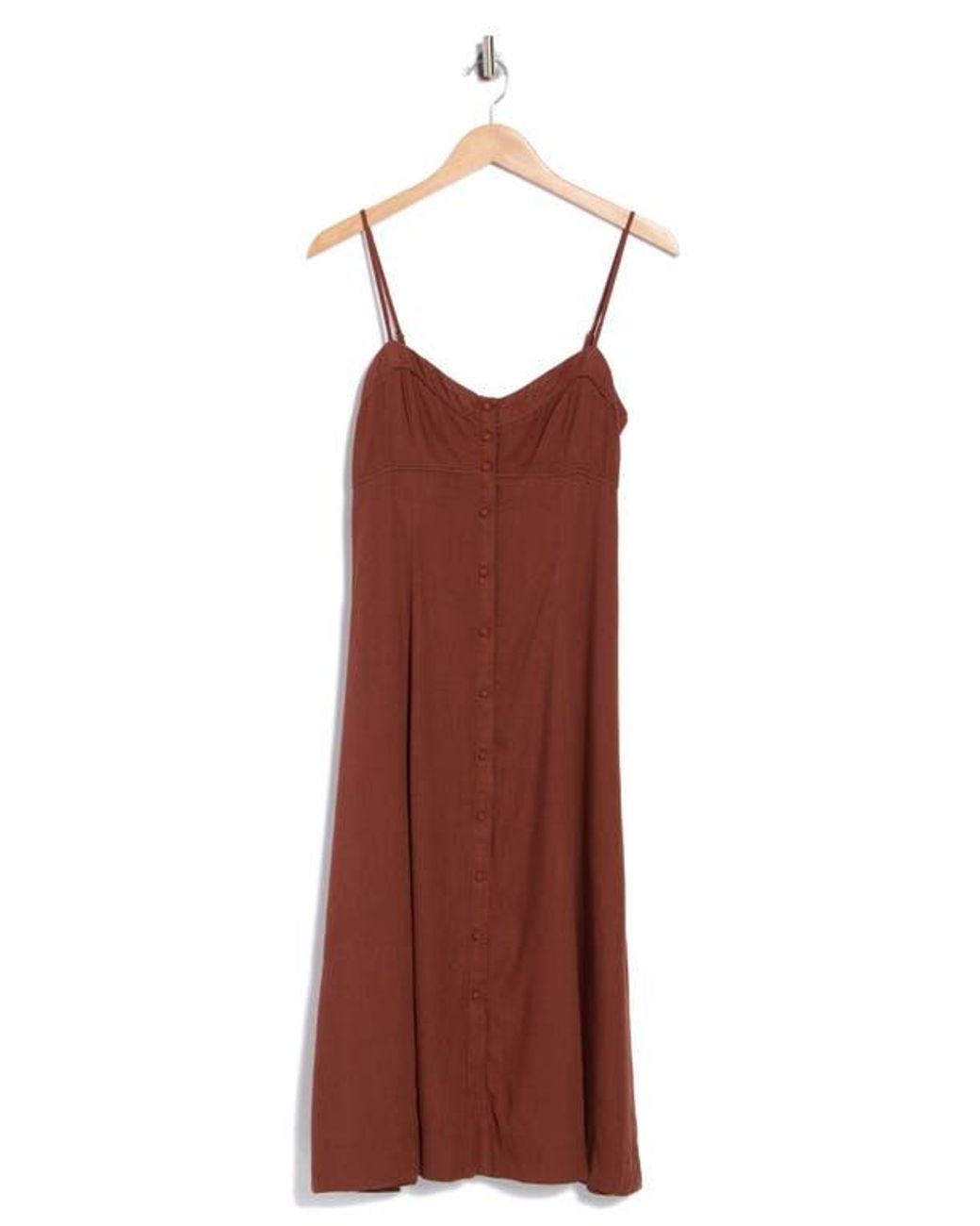 Lush Red Button Down A-Line Midi Dress