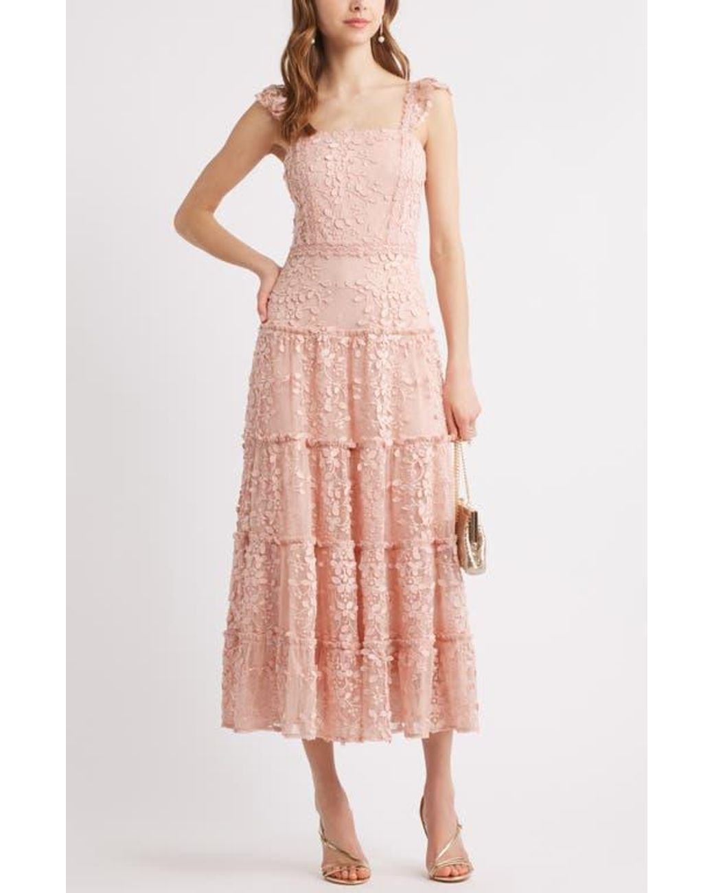 pleat tie back maxi dress chelsea28 pink Chelsea28 Pleated Tie-Back Maxi Dress In Pink Beauty - 30% Off