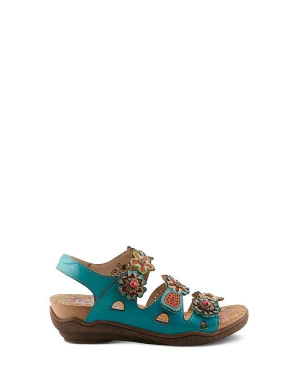 Spring Step Blue Bethie Ankle Strap Wedge Sandal