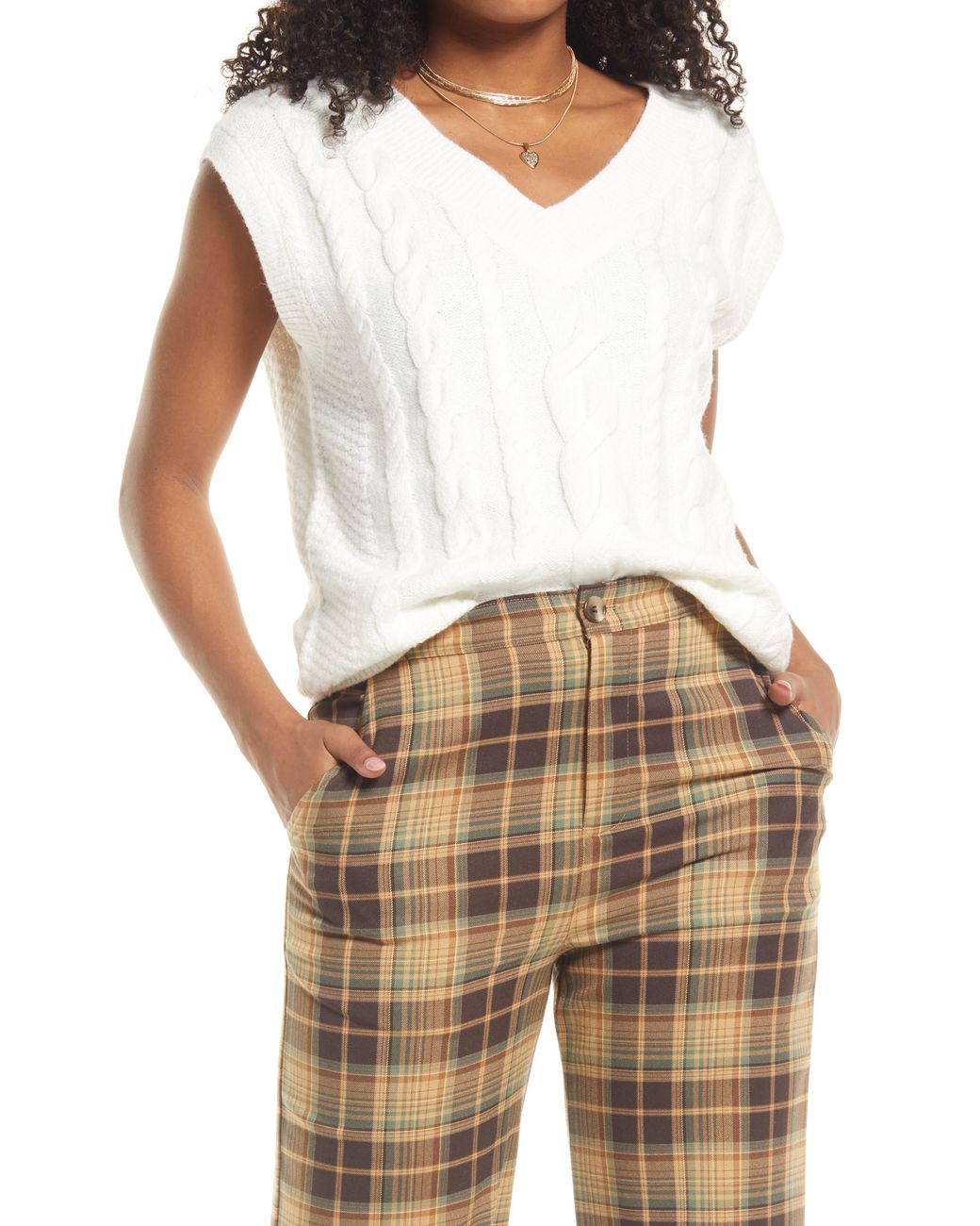 BP. Oversize Cable Knit Sweater Vest In Ivory At Nordstrom Rack in