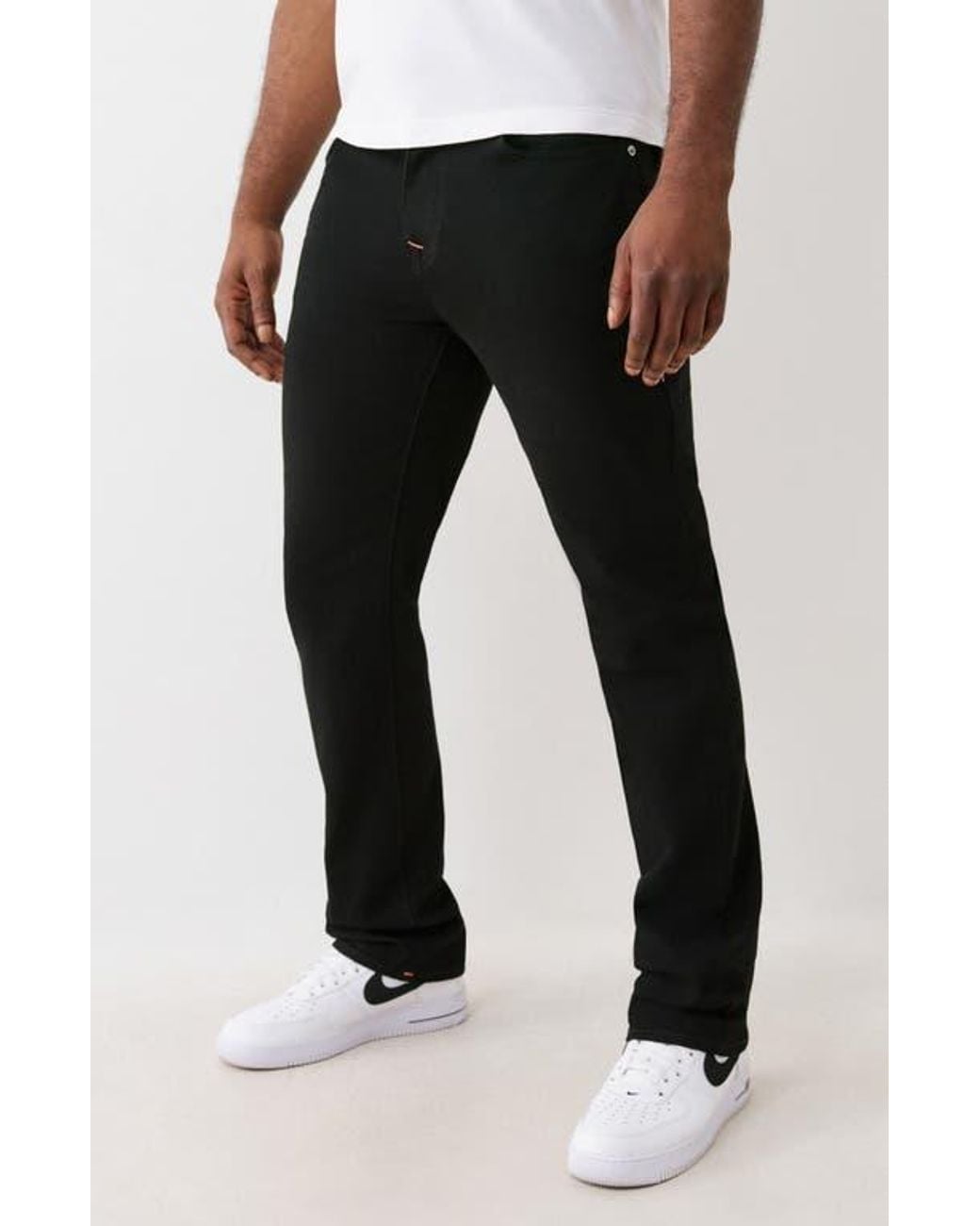 True Religion Black Ricky Flap Pocket Straight Leg Jeans for men