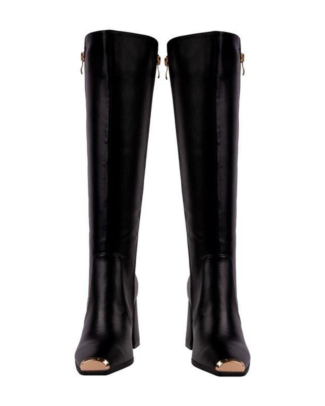 Ninety Union Black Link Nipped Toe Knee High Boot
