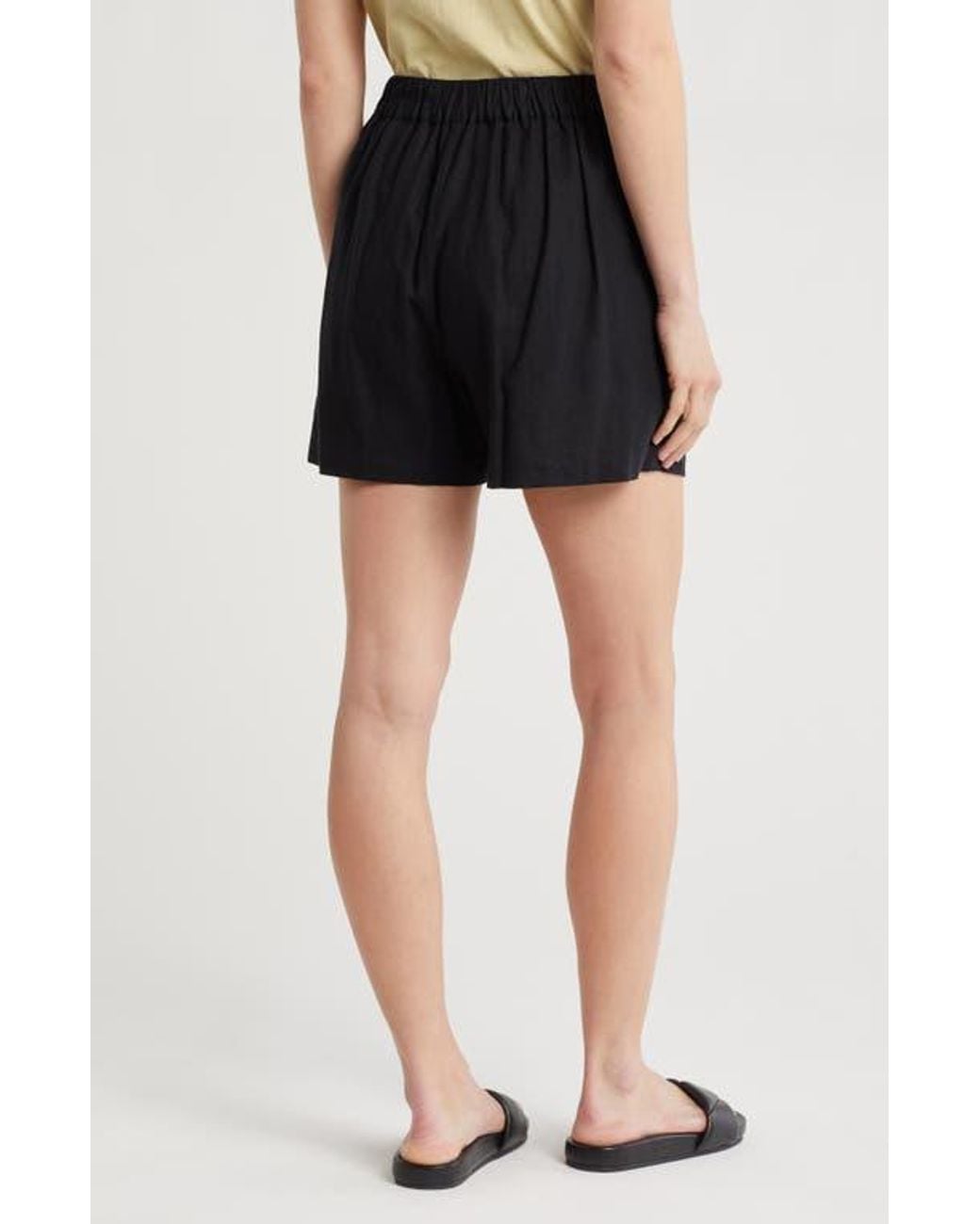 Madewell Black Solid Linen Blend Shorts