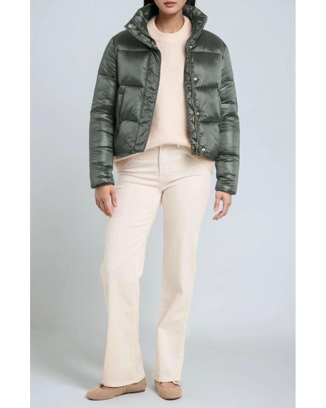 Noize Green Coco-El Water Resistant Crop Puffer Jacket