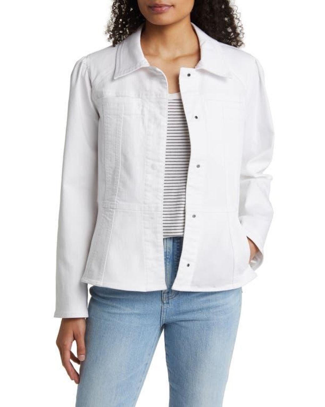 Wit & Wisdom White Peplum Denim Jacket