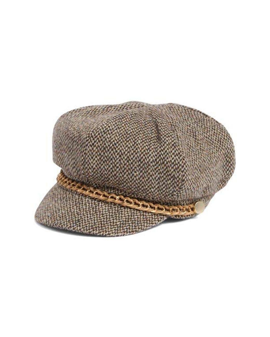 Vince Camuto Tweed Newsboy Cap with Chain in Brown | Lyst display picture 2