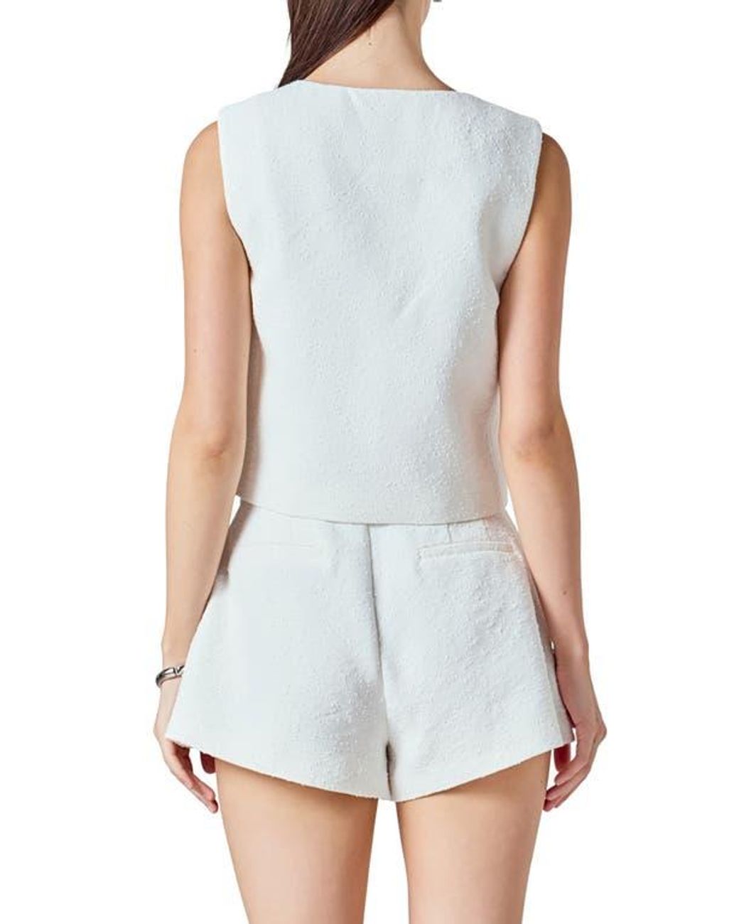 Endless Rose White Double Breasted Crop Top