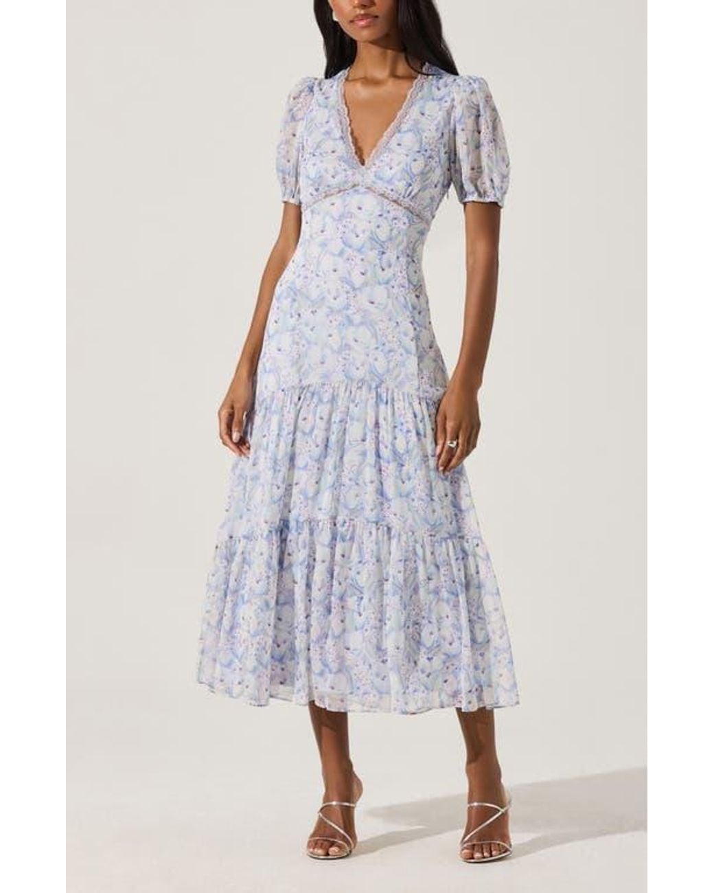 Astr Lace Trim Tiered Dress | Lyst Astr Lace Trim Tiered Dress | Lyst