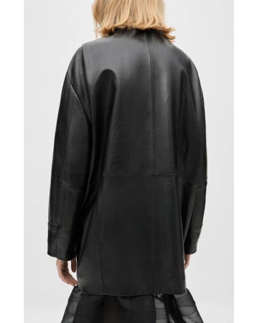 Mango Black Oversize Faux Leather Jacket