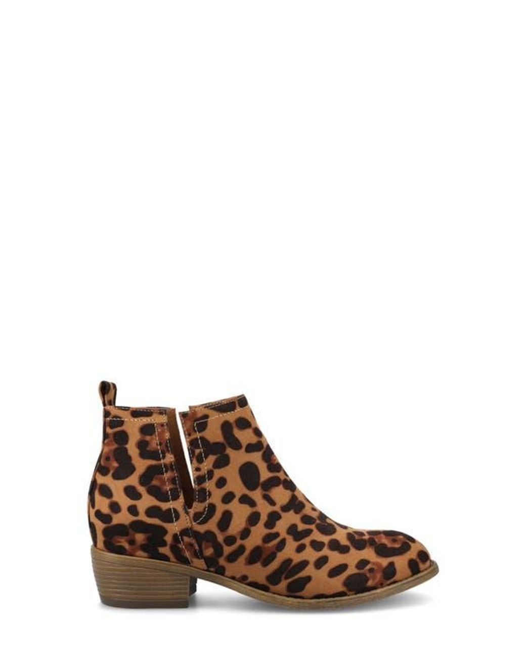 Journee Collection Brown Leopard Split-Side Ankle Booties