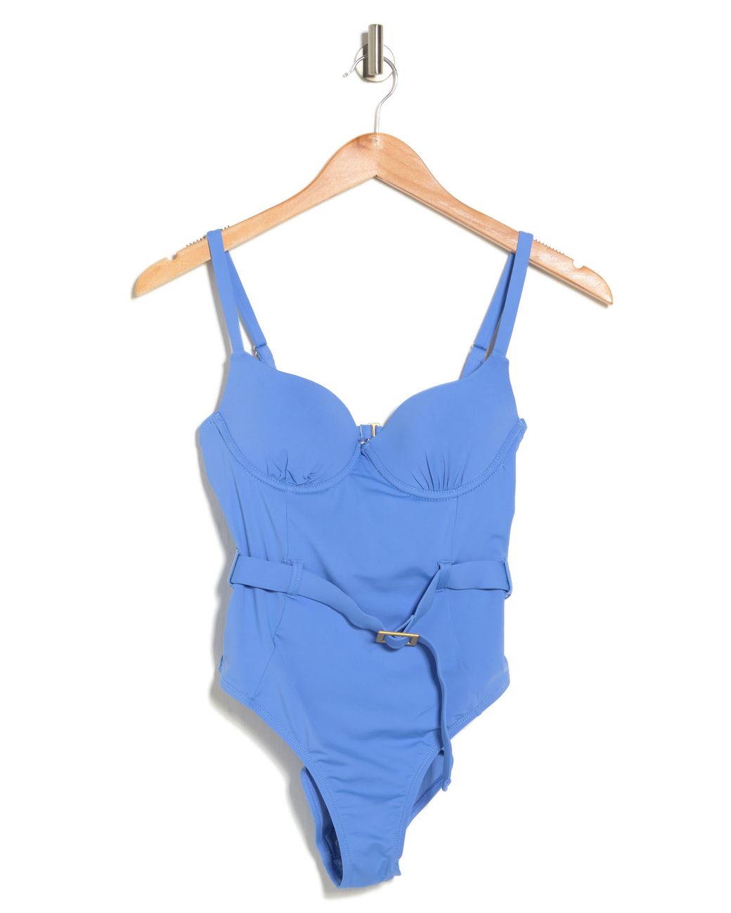 We Wore What Danielle Belted Onepiece Swimsuit in Blue Lyst