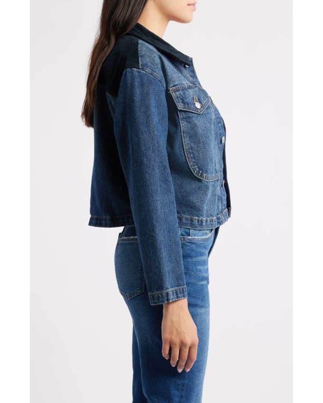 WARP+WEFT Blue Avl Crop Denim Jacket