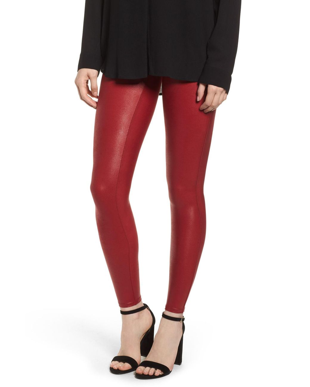  Red Hot by Spanx Women's Leather Look Shaping Leggings
