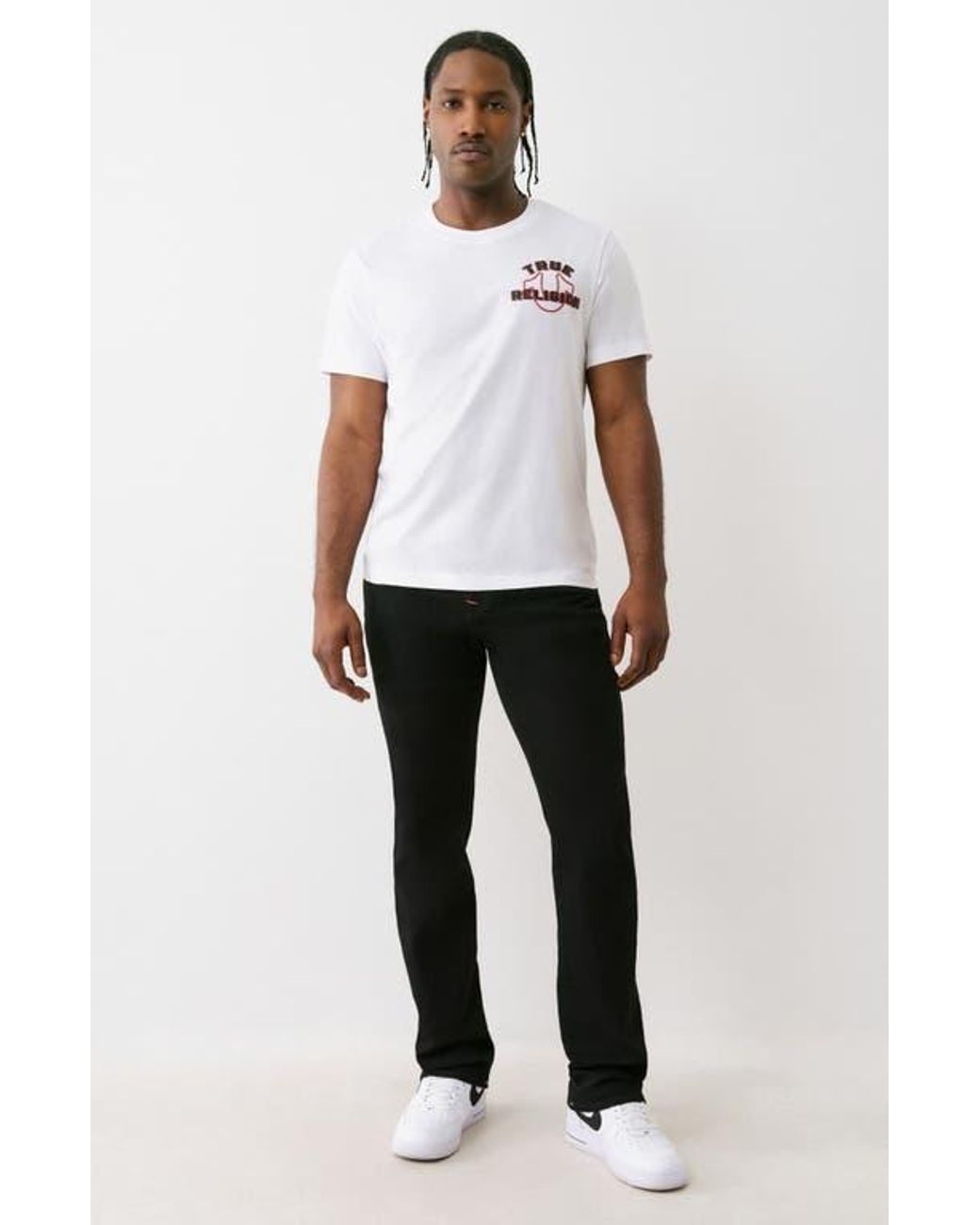 True Religion Black Ricky Flap Pocket Straight Leg Jeans for men