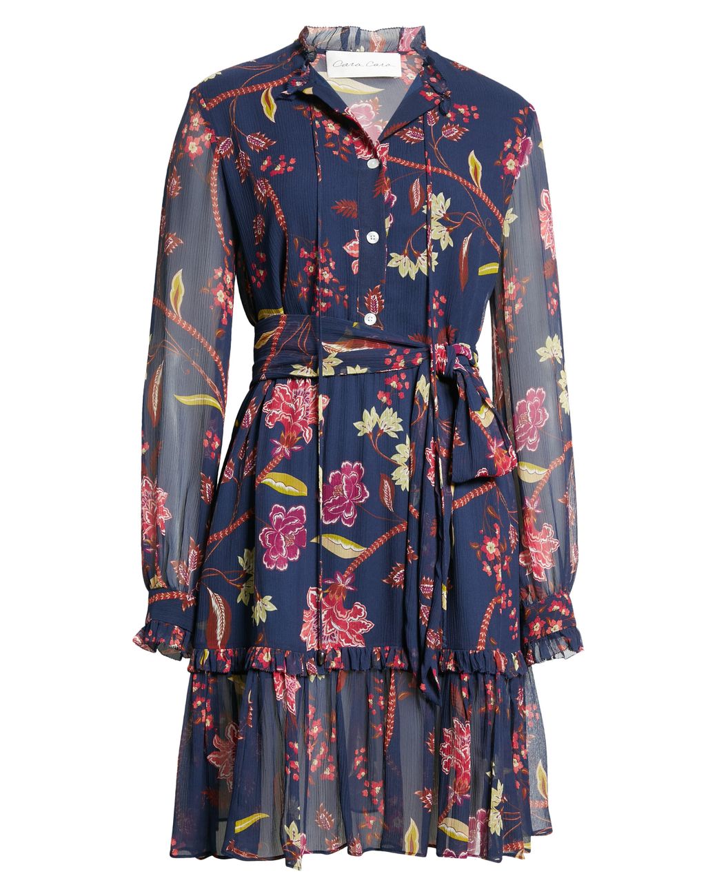 Cara Cara Blair Floral Long Sleeve Silk Chiffon Dress In Ophelia Floral ...