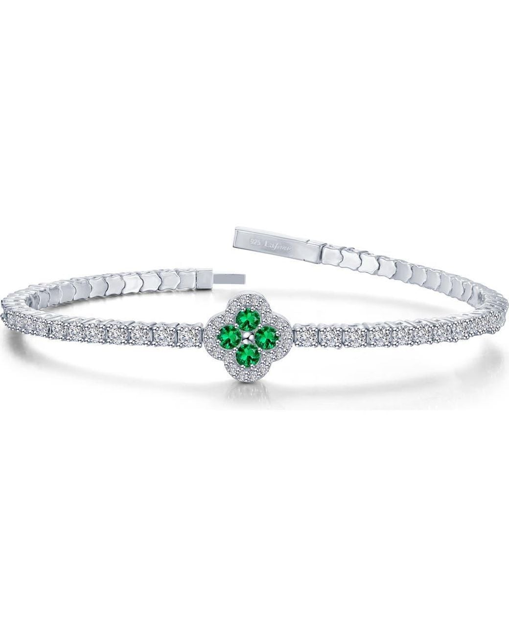 Lafonn Green Simulated Clover Flexible Bangle