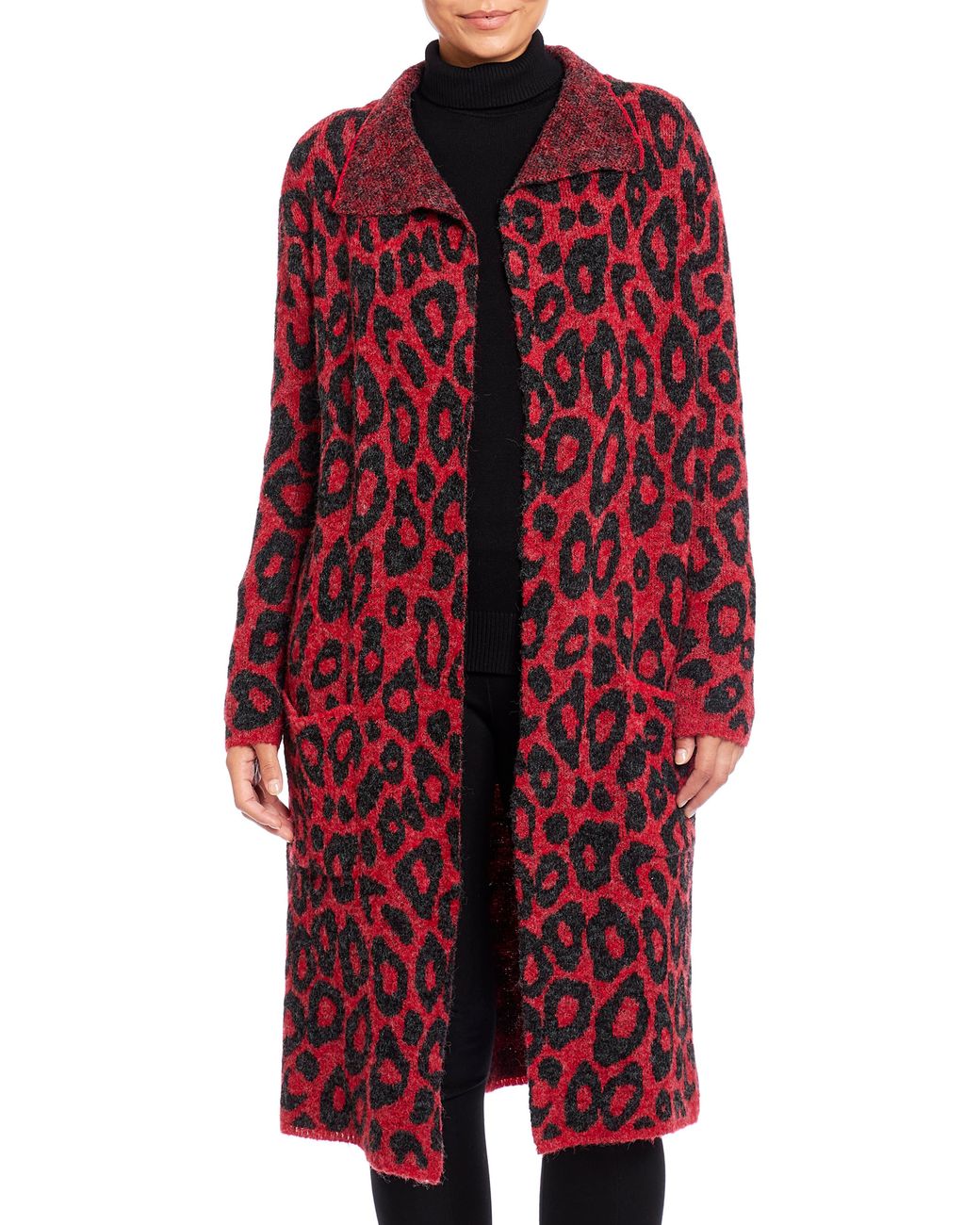 Synthetic Drape Collar Maxi Cardigan 