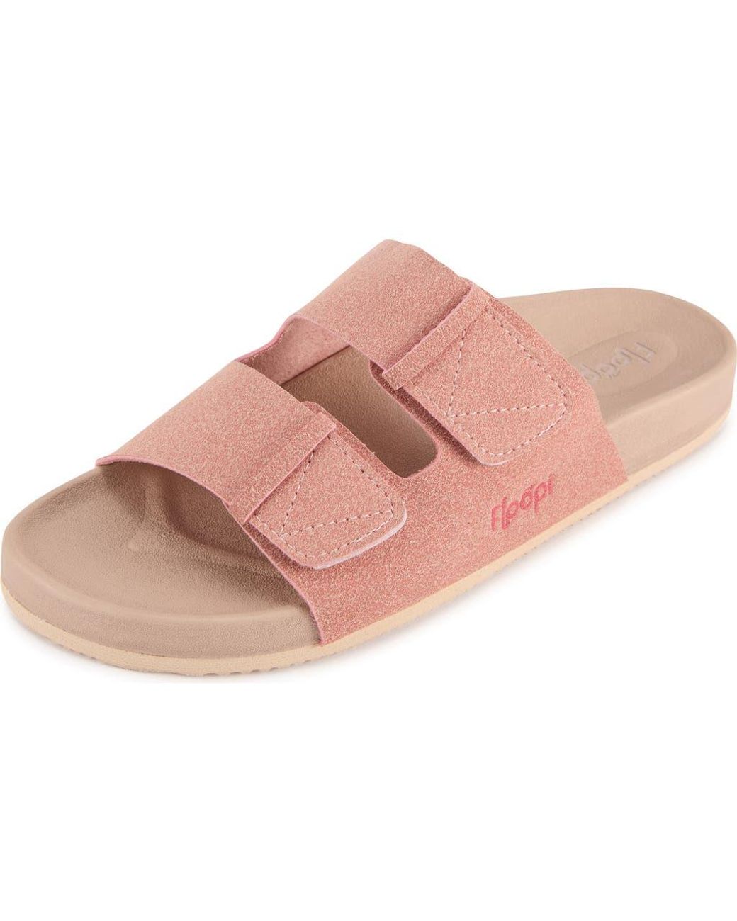 FLOOPI Pink Double Strap Slide Sandal