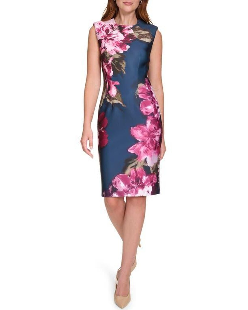 floral scuba knit dress White Floral Mesh Scuba Knit Tie Strap Maxi Dress