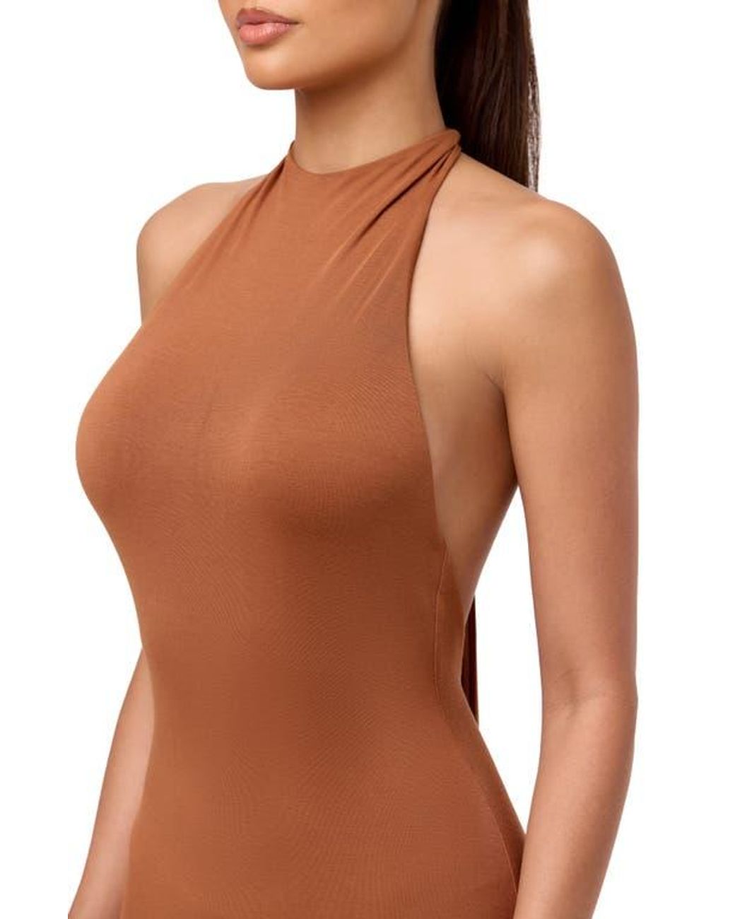 Naked Wardrobe Maxi Halter Dress in Brown | Lyst Naked Wardrobe Maxi Halter Dress in Brown | Lyst