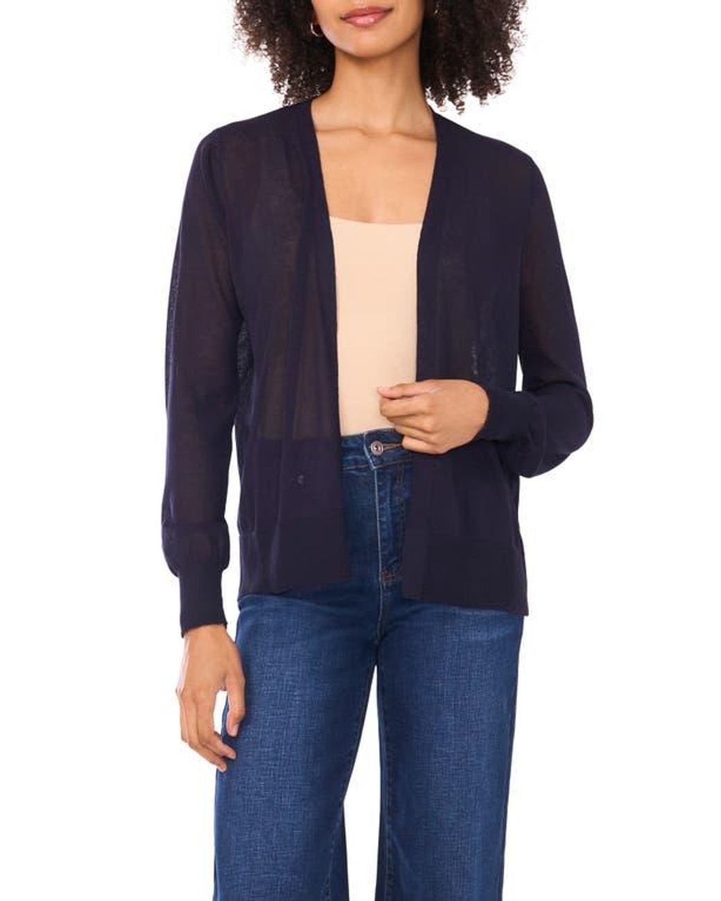 Vince Camuto Blue Tissue Knit Cardigan