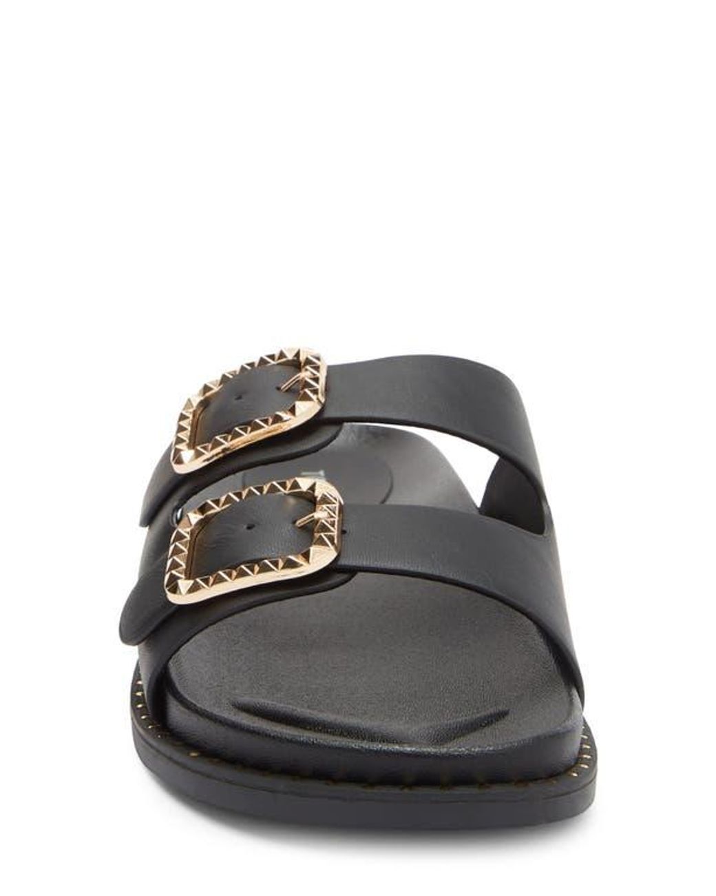 Top Moda Black Sailor Double Strap Slide Sandal